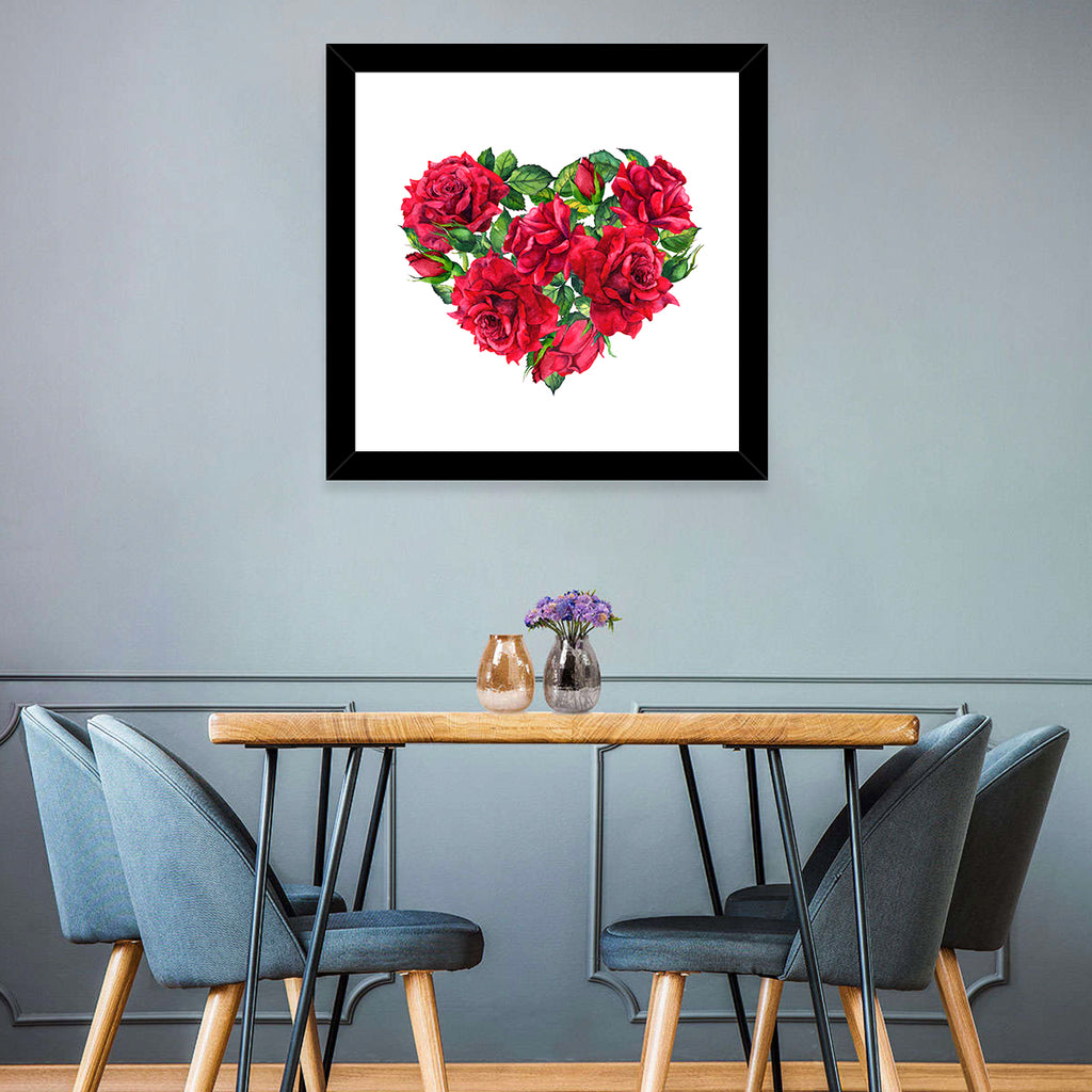 Watercolor Rose Heart Wall Art