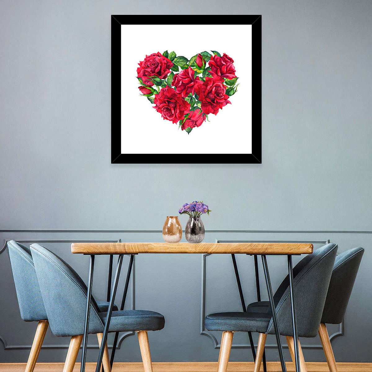 Watercolor Rose Heart Wall Art