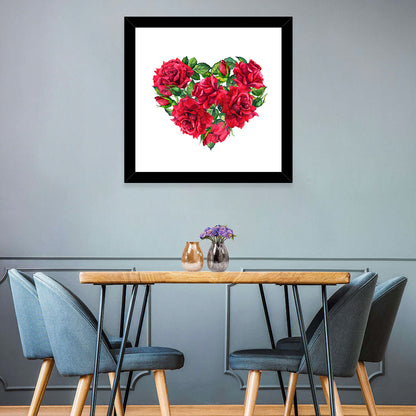 Watercolor Rose Heart Wall Art