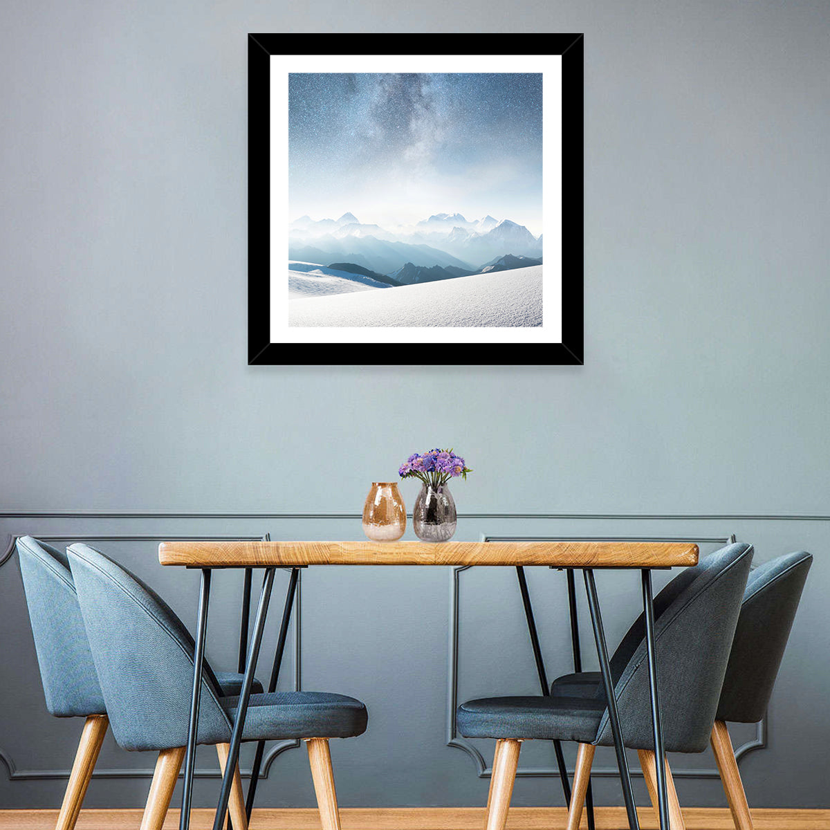 Starry Milky Way Over Snowy Peaks Wall Art