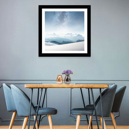 Starry Milky Way Over Snowy Peaks Wall Art