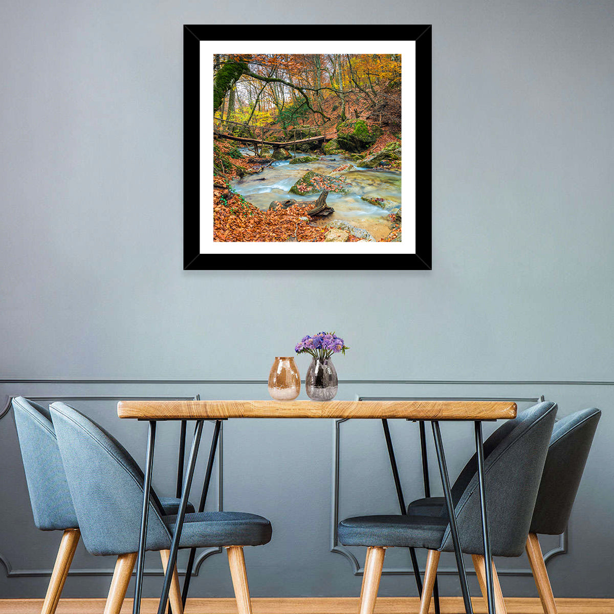 Mossy Footbridge in Autumn Forest Wall Art