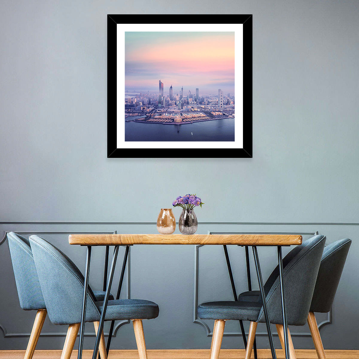 Kuwait City Twilight Skyline Wall Art