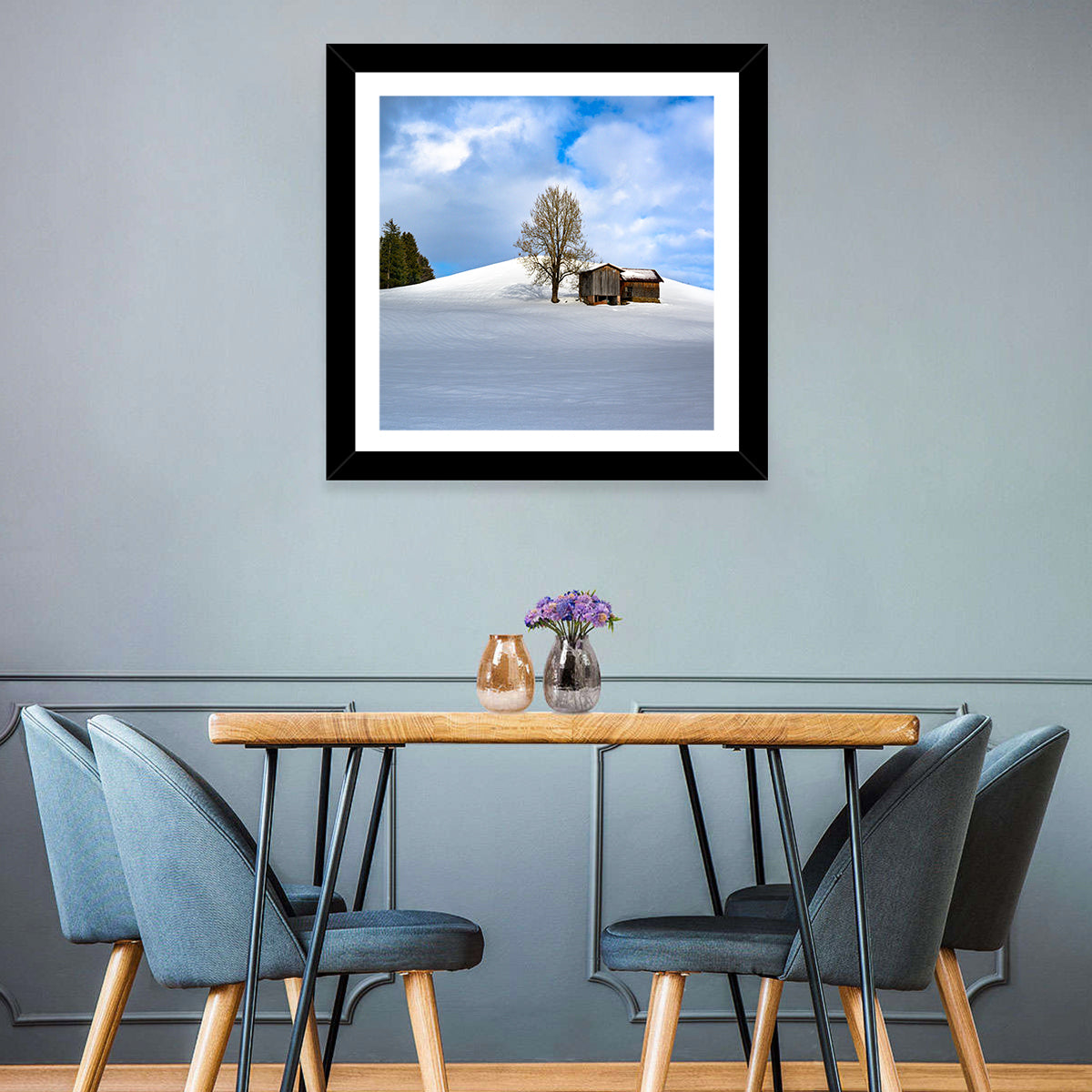 Rustic Barn on a Snowy Hill Wall Art