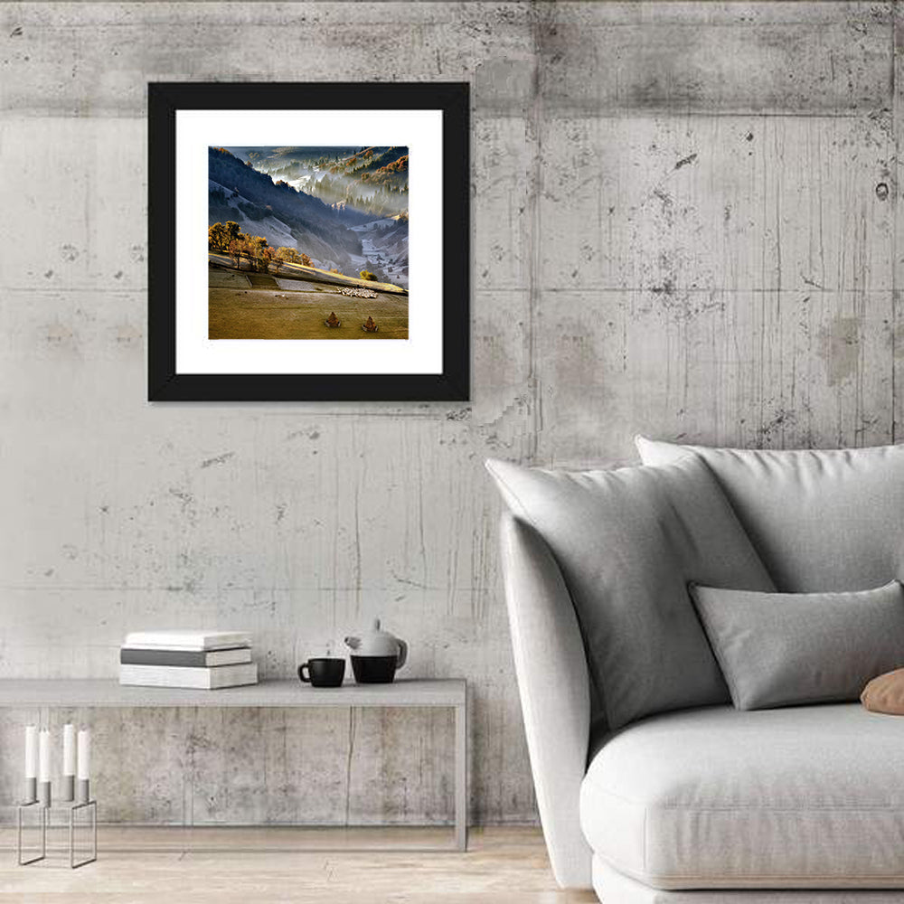 Mountain Village in Morning Mist Wall Art