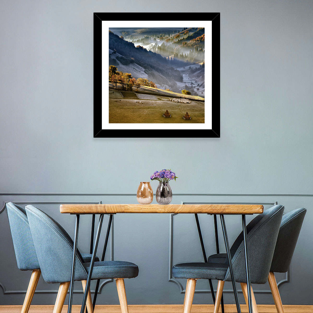 Mountain Village in Morning Mist Wall Art