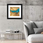 Burled Wood River with Teal Resin Wall Art