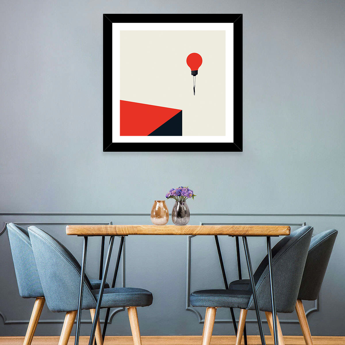 Hanging from a Lightbulb Wall Art in a room, square