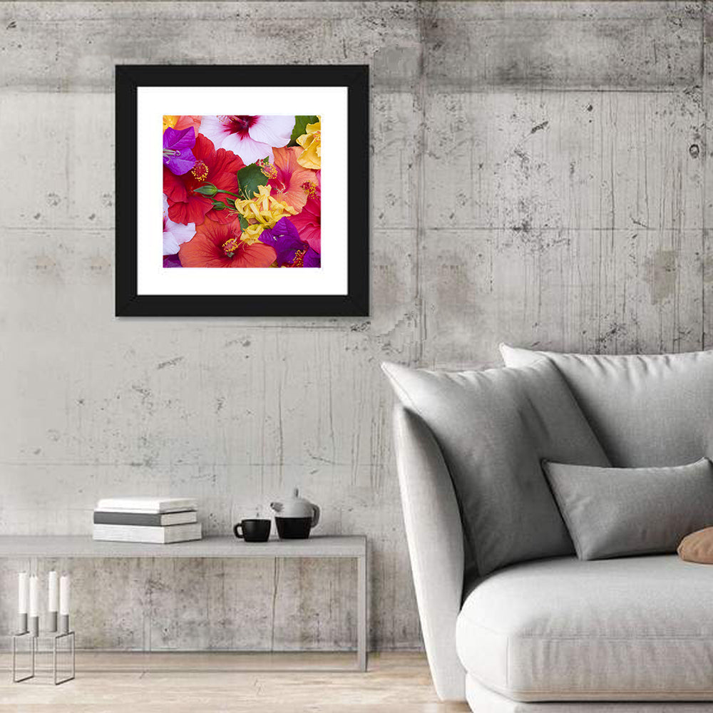 Tropical Bougainvillea and Hibiscus Bloom Wall Art