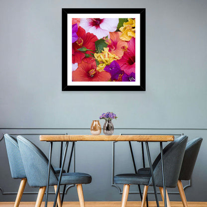 Tropical Bougainvillea and Hibiscus Bloom Wall Art