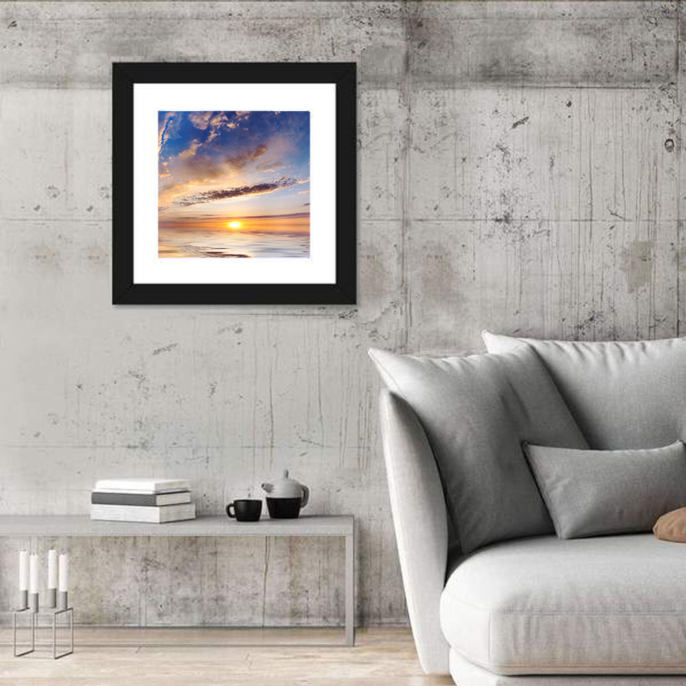 Sunlit Clouds Over Calm Sea Wall Art