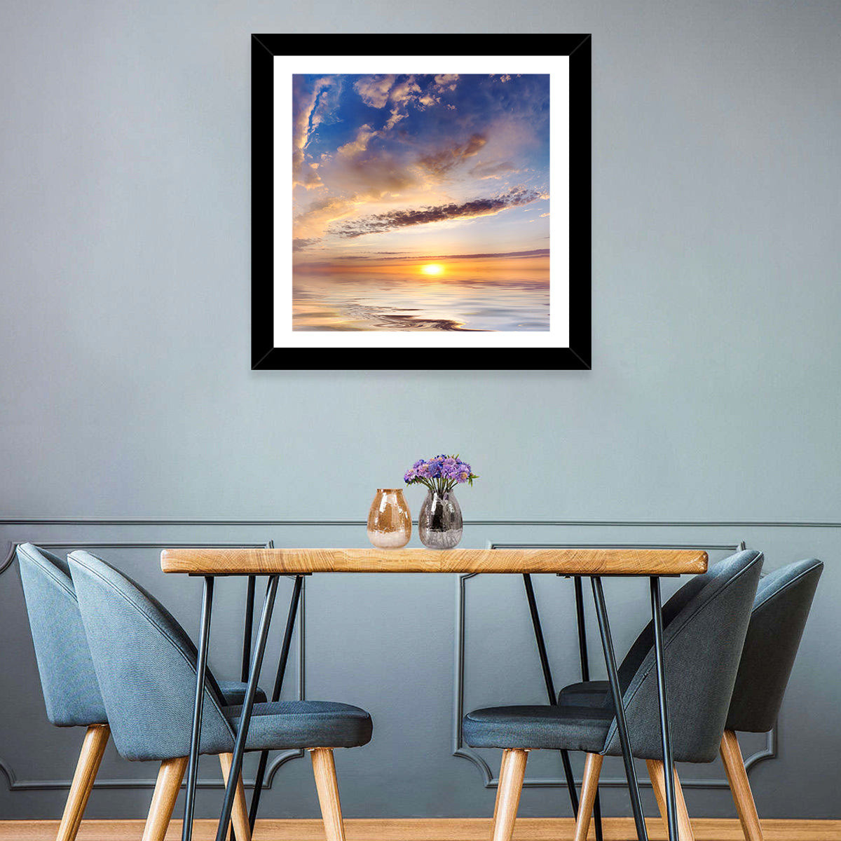 Sunlit Clouds Over Calm Sea Wall Art