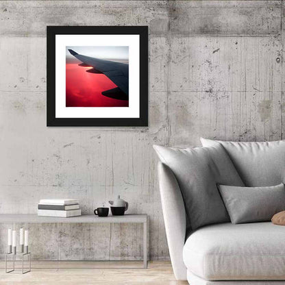 Angled Airplane Wing at Sunset Wall Art