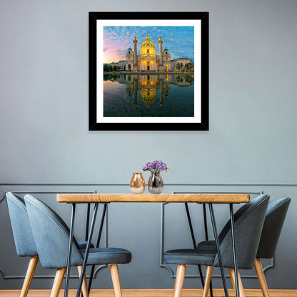 Karlskirche Golden Hour Reflection Wall Art