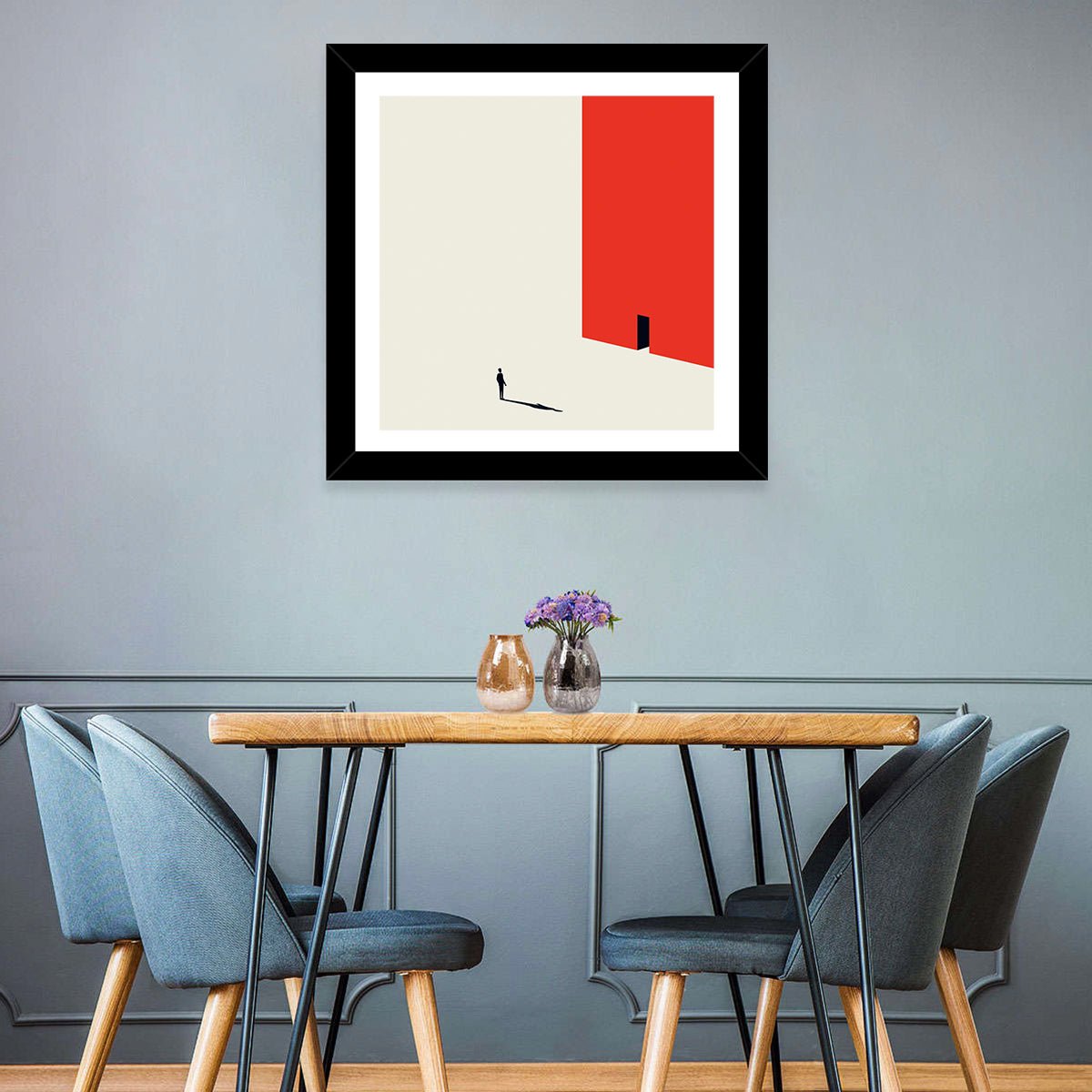 Solitary Figure with Red Door Wall Art
