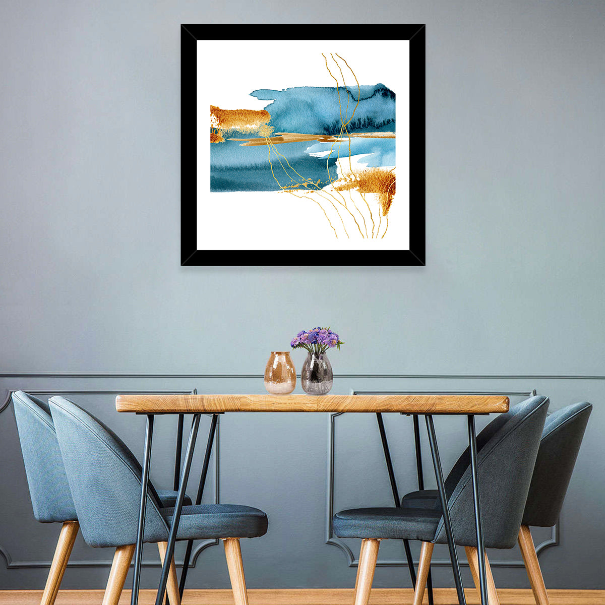 Underwater Plant Abstract Wall Art in a room, square