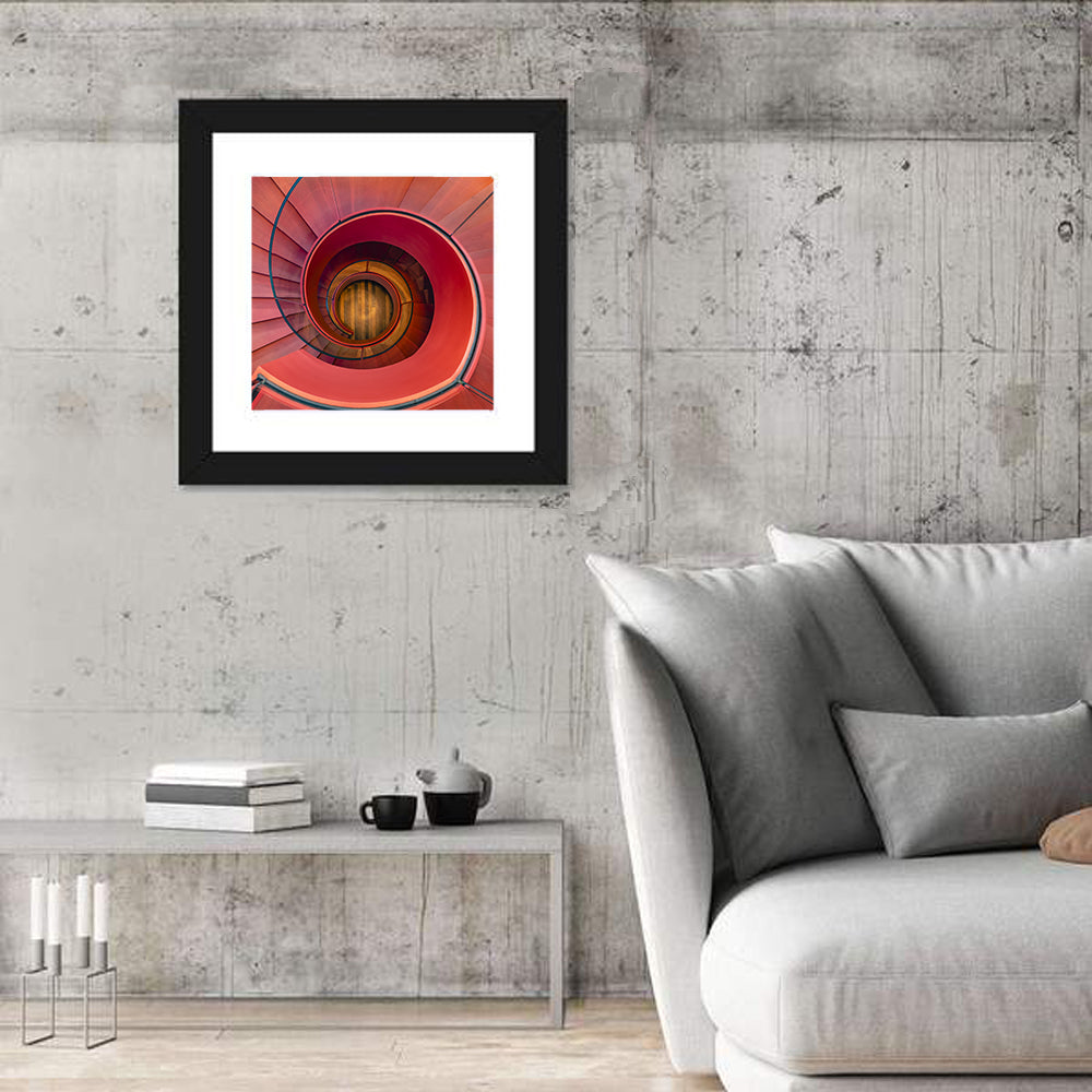 Red Spiral Staircase Wall Art
