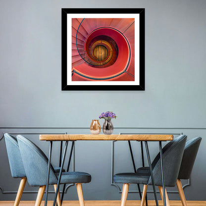 Red Spiral Staircase Wall Art