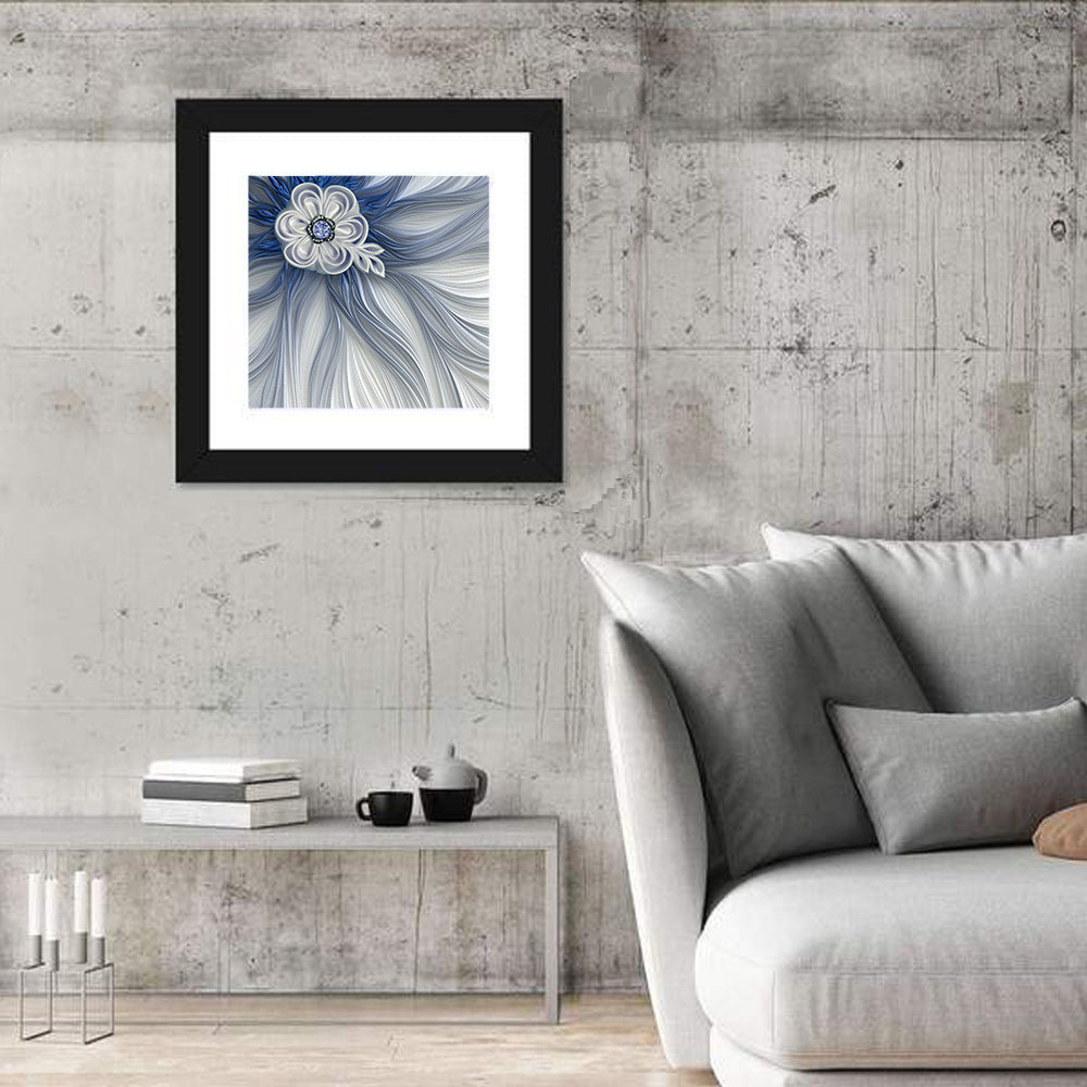 Fractal Flower with Blue Crystal Wall Art