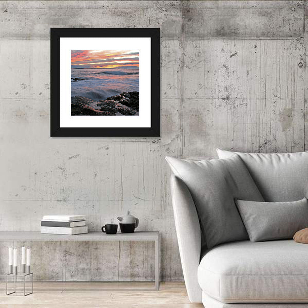 Rocky Coast Sunset Wall Art