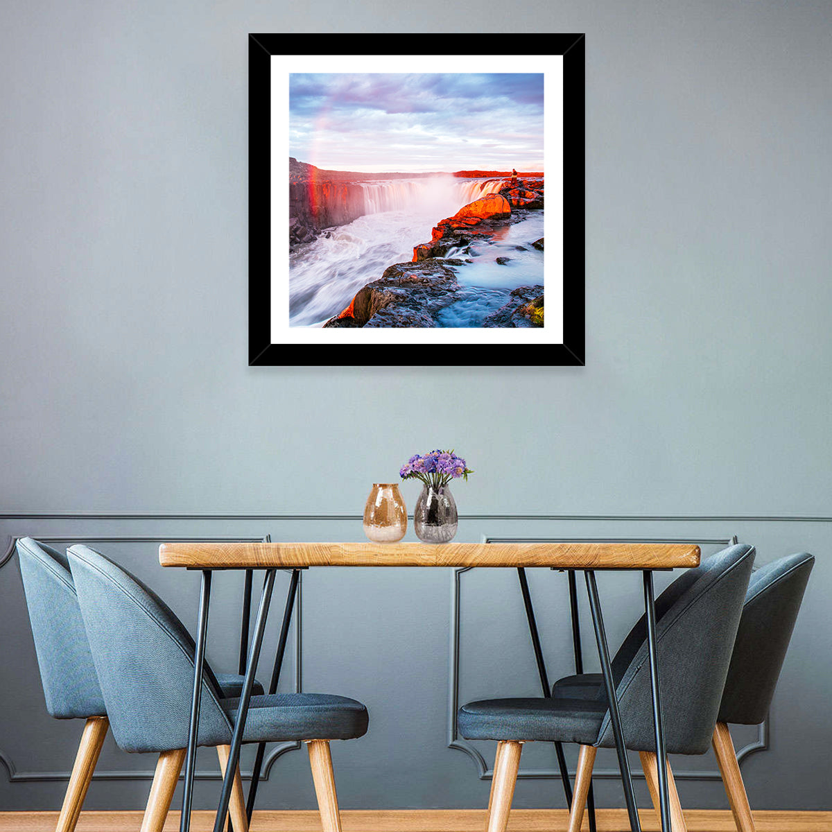 Golden Hour Selfoss Falls Rainbow Wall Art