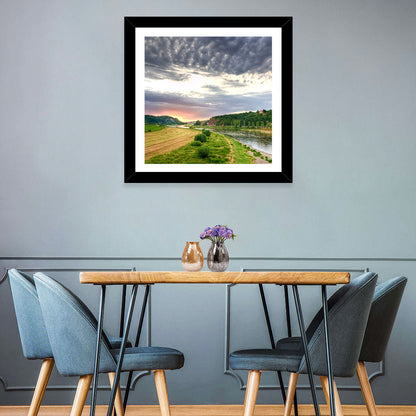 Elbe River at Golden Hour Wall Art