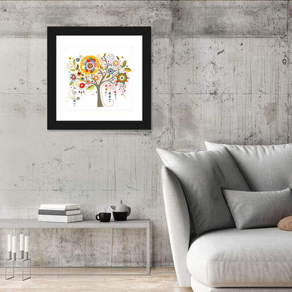 Whimsical Flowers Tree Wall Art