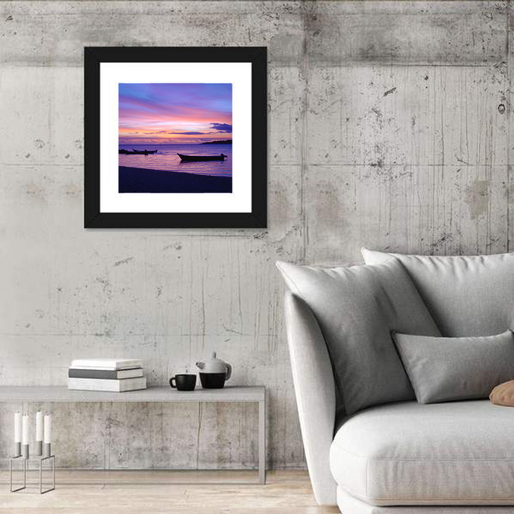 Malolo Island Sunset with Moored Boats Wall Art