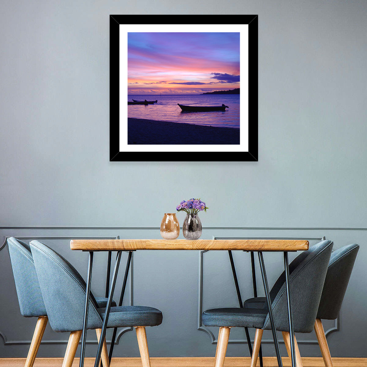 Malolo Island Sunset with Moored Boats Wall Art