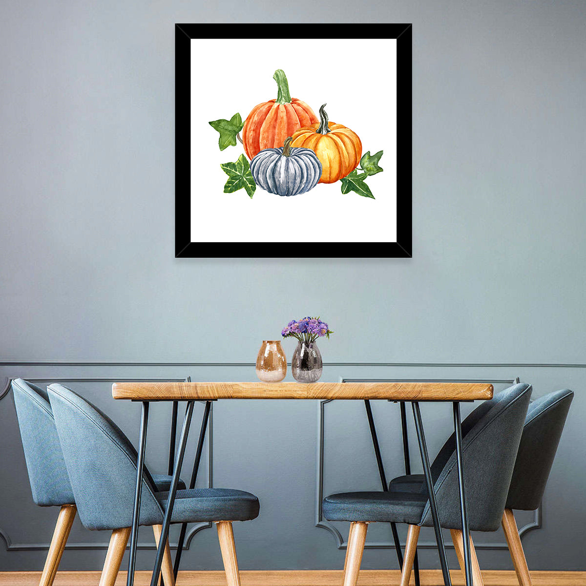 Festive Pumpkin Trio Watercolor Wall Art