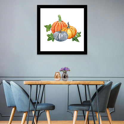 Festive Pumpkin Trio Watercolor Wall Art