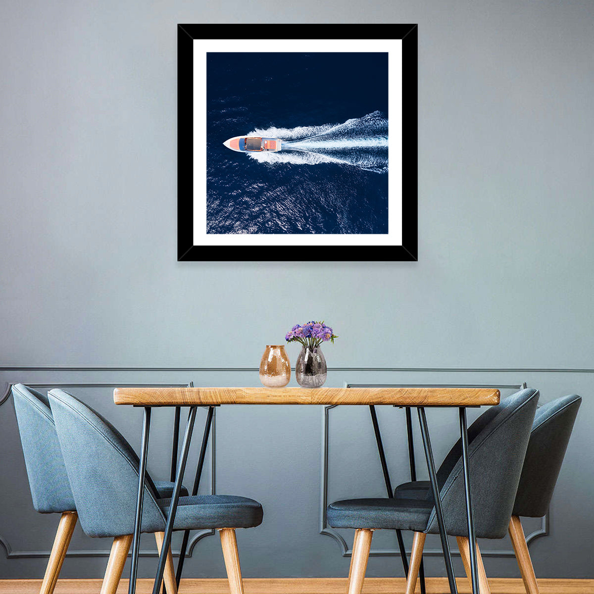 Sleek Speedboat Over Navy Sea Wall Art