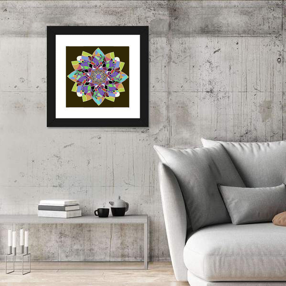 Dahlia Mandala Wall Art in a room, square