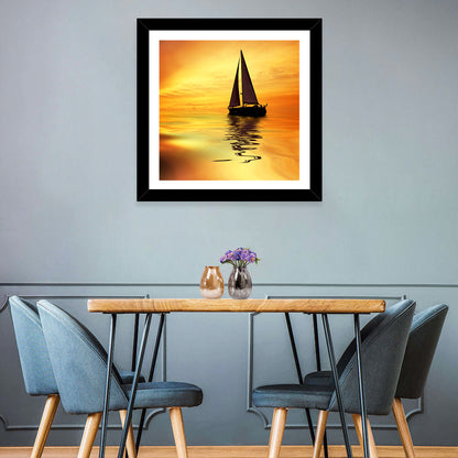 Golden Hour Sailboat Silhouette Wall Art