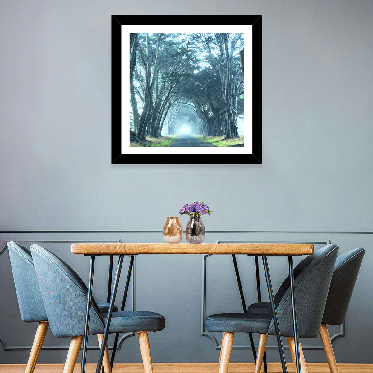 Foggy Cypress Tree Tunnel Wall Art