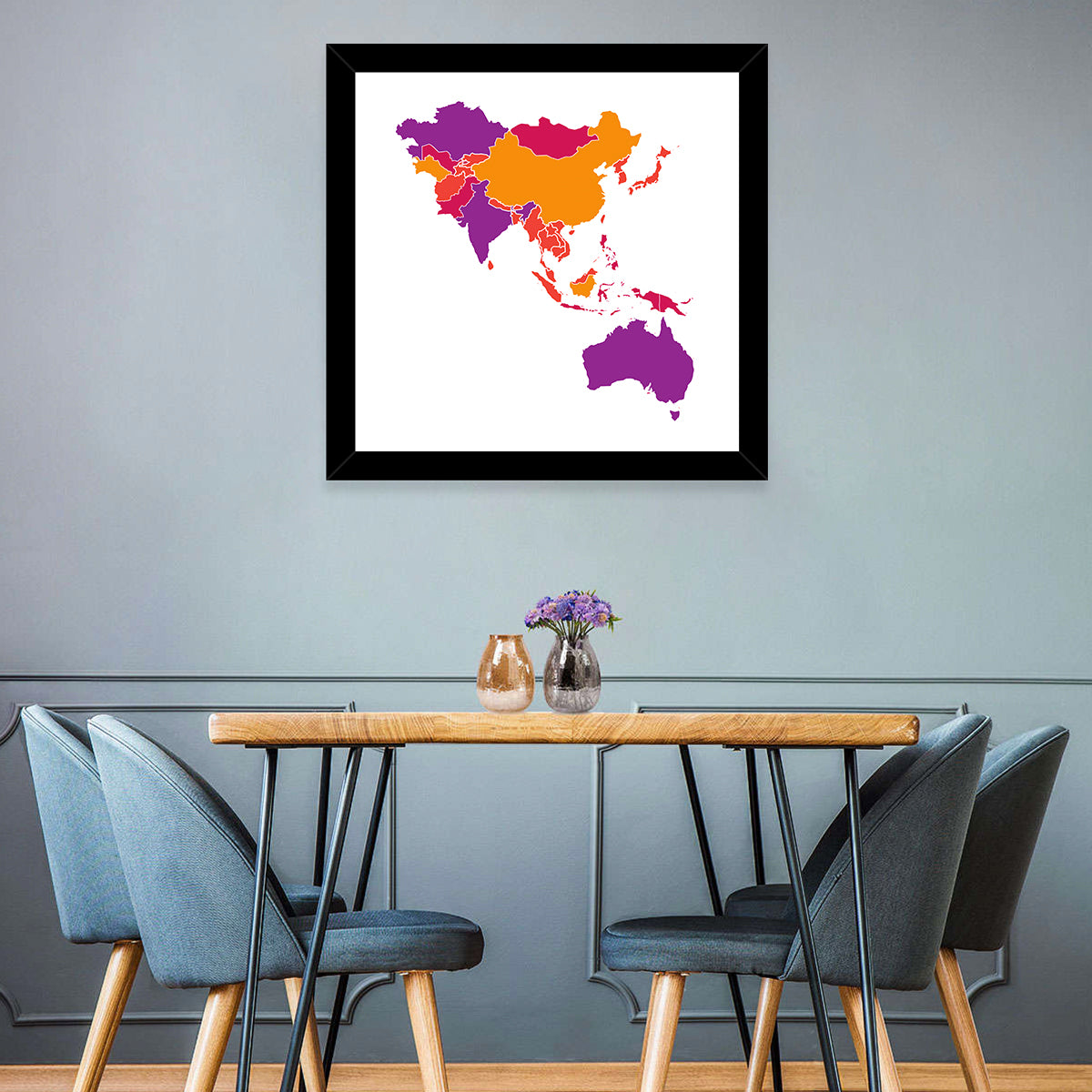 Stylized Asia Pacific Map Wall Art