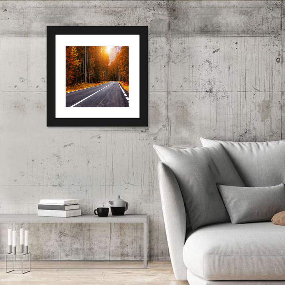 Golden Hour Forest Road Wall Art