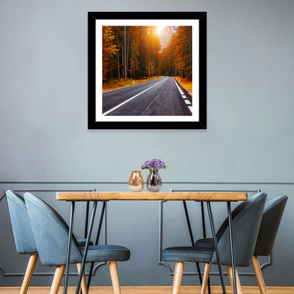 Golden Hour Forest Road Wall Art