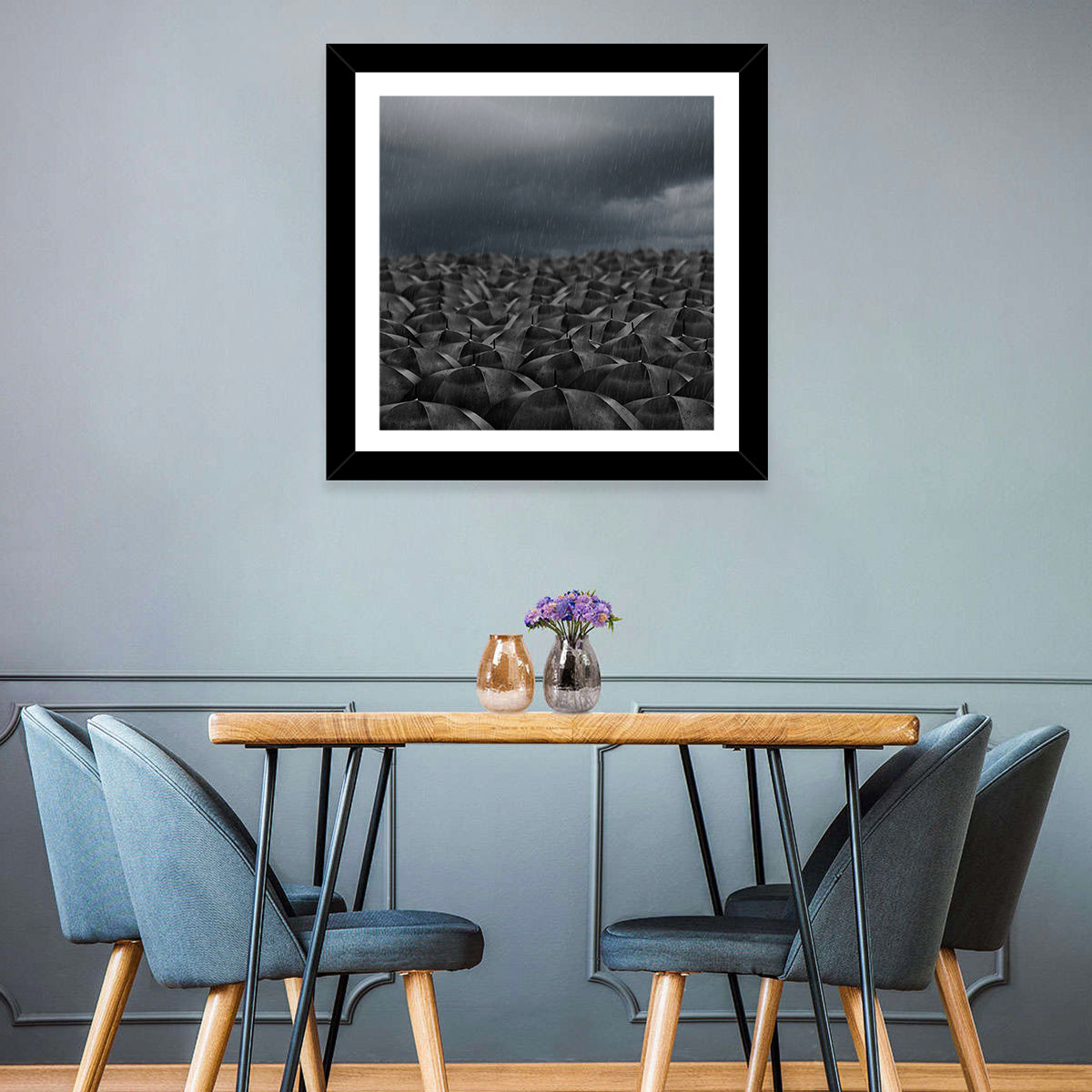 Rain Umbrellas Abstract Wall Art