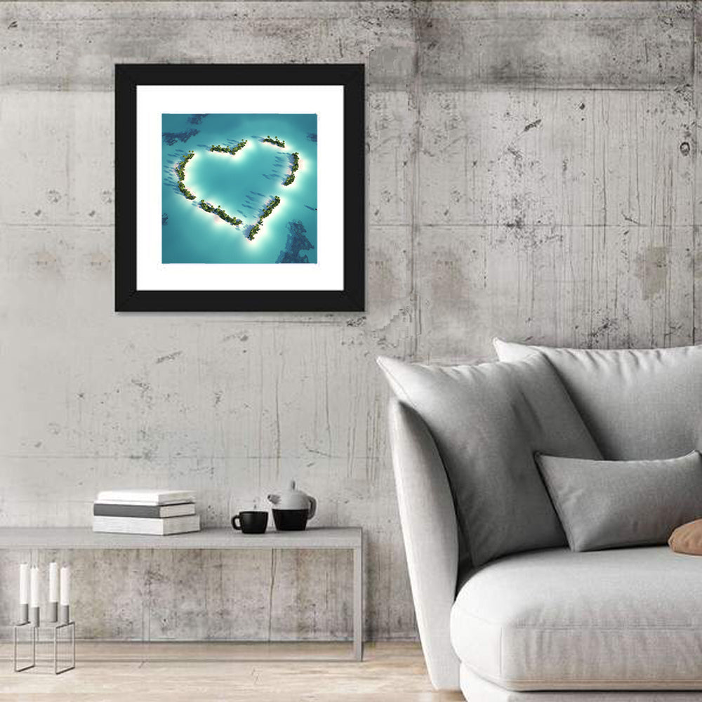 Turquoise Heart-shaped Island Wall Art