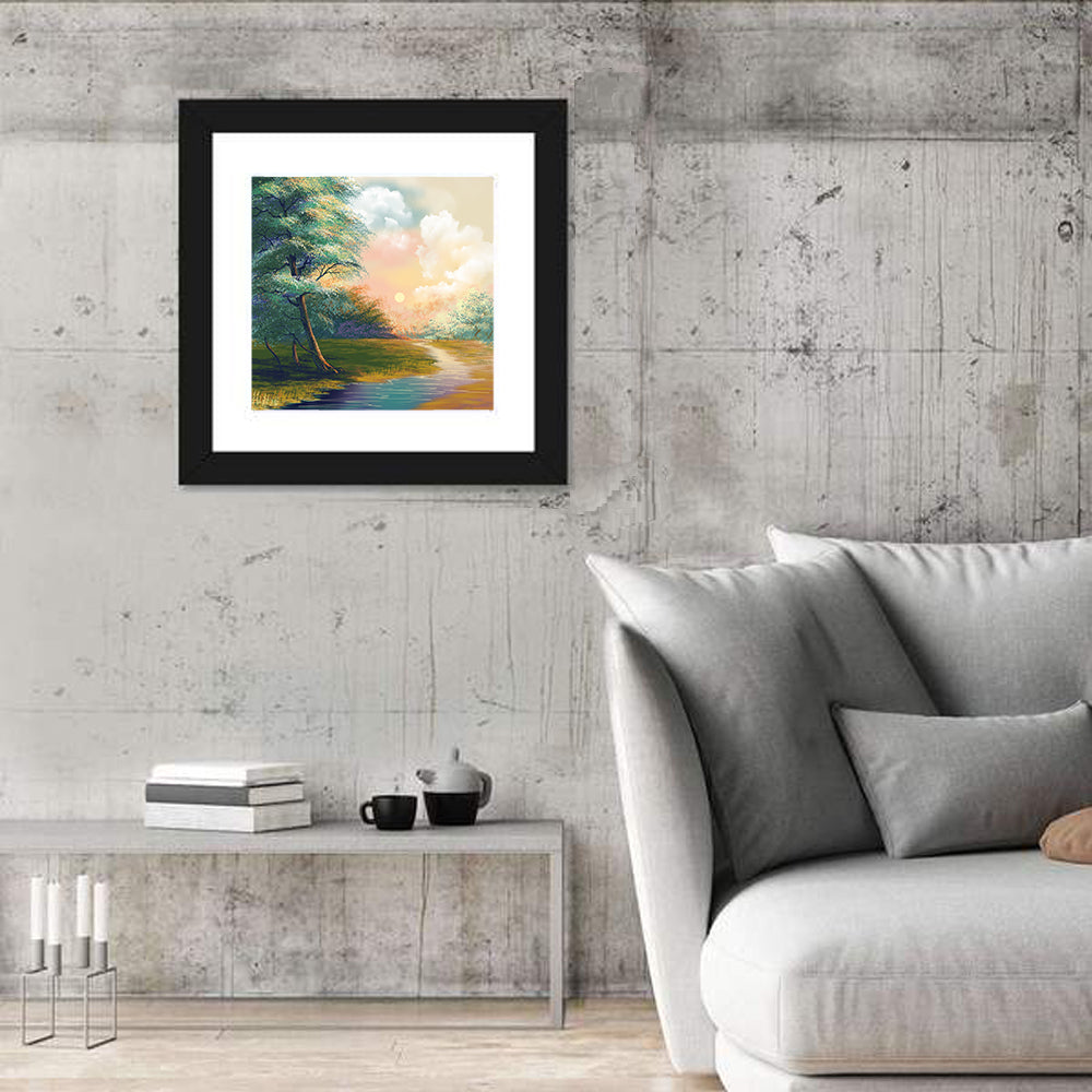Spring Forest Sunrise Wall Art in a room, square