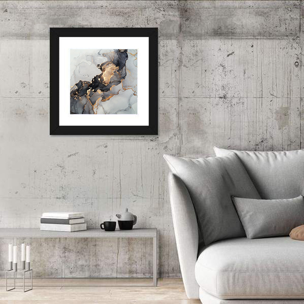 Black Fire Marble Abstract Wall Art