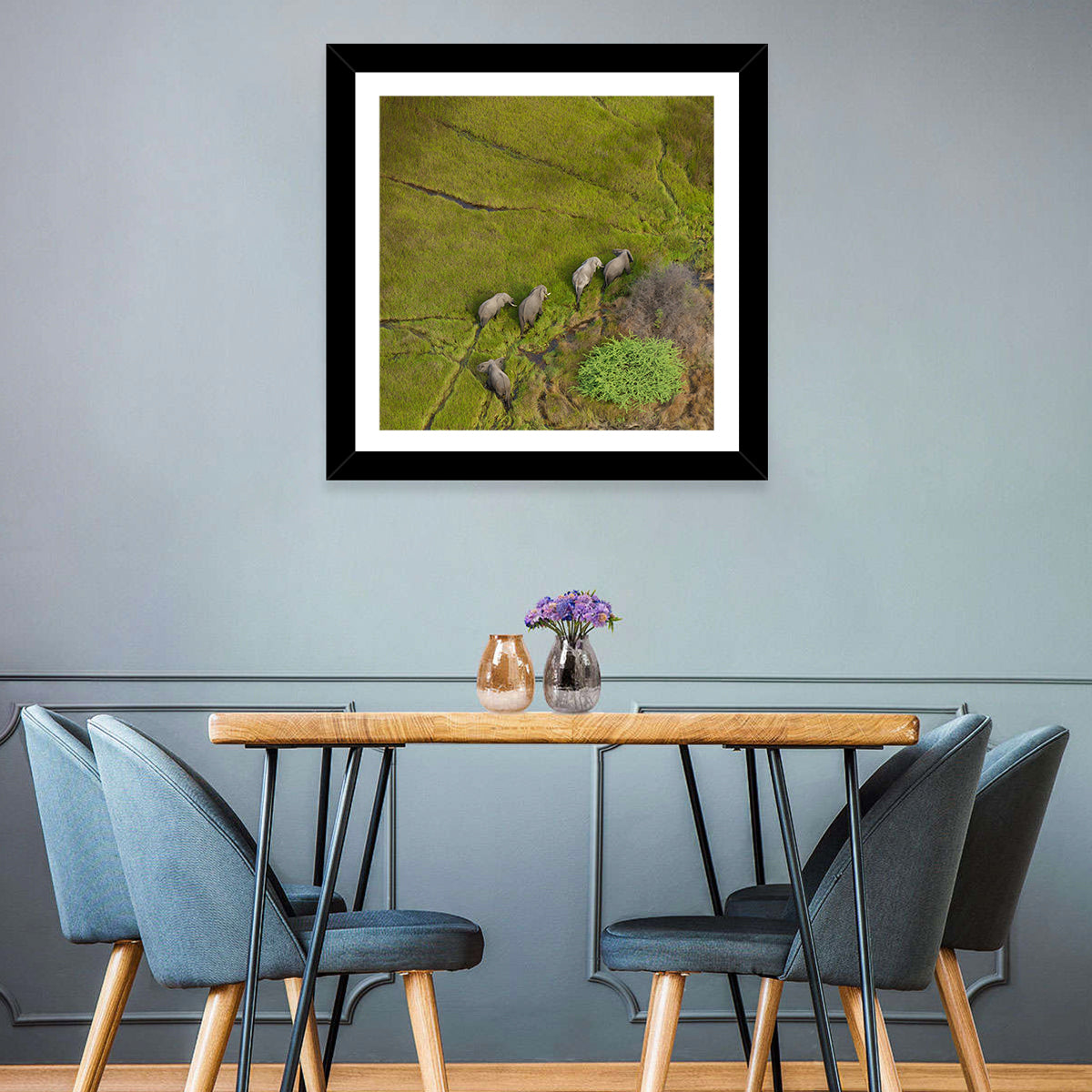 Aerial Herd of Elephants Wall Art