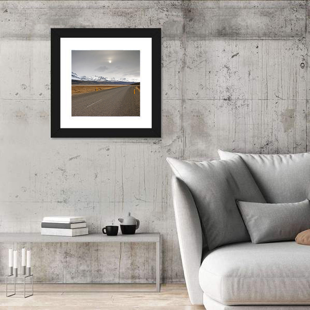 Icelandic Road to Snow-capped Mountains Wall Art