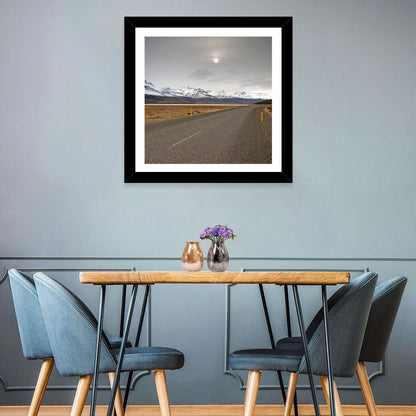 Icelandic Road to Snow-capped Mountains Wall Art
