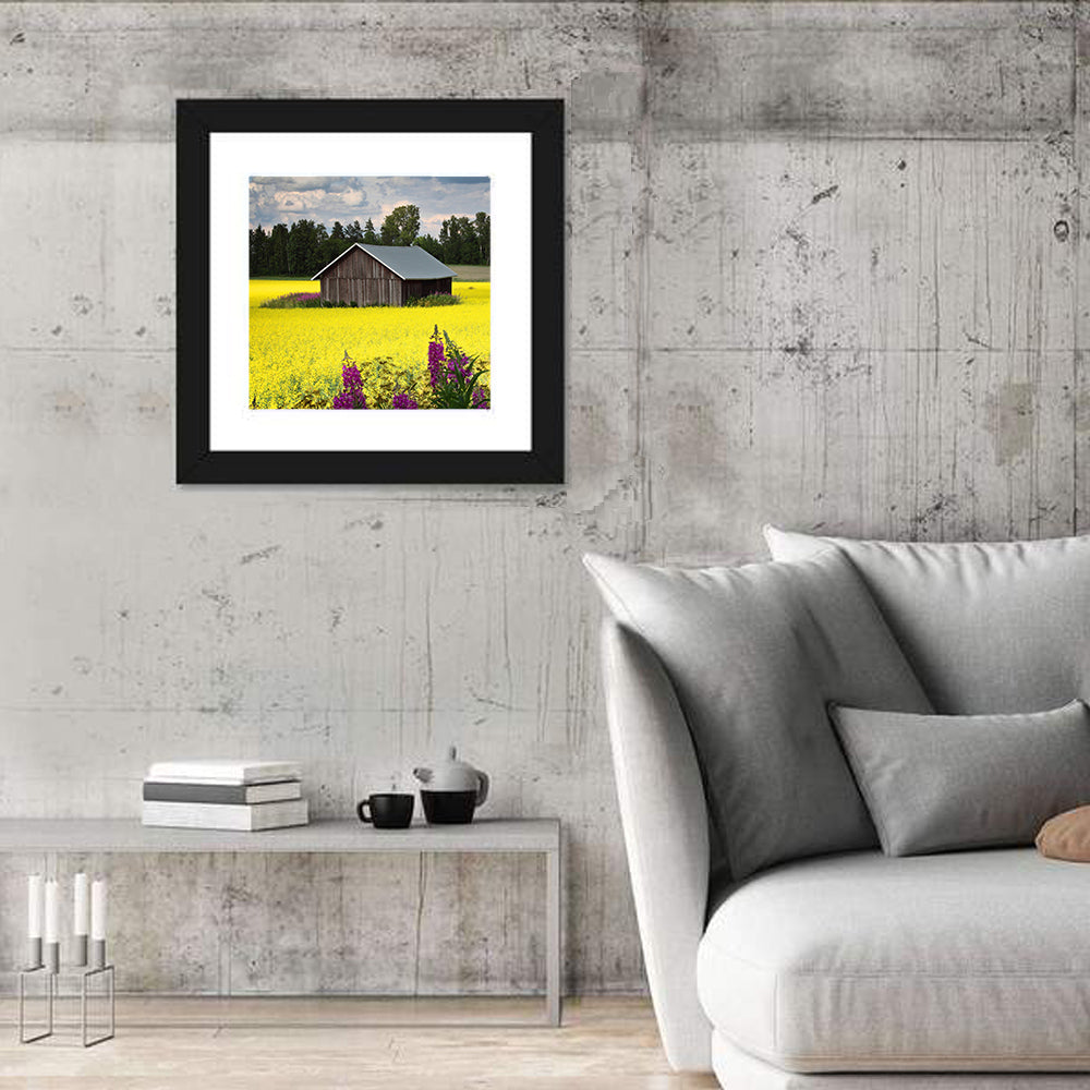 Finnish Barn in Yellow Field Wall Art