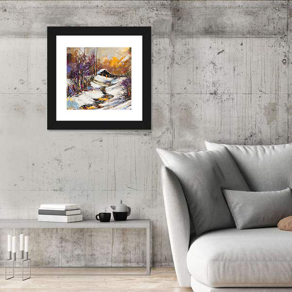 Snowy Path to Cabin Wall Art