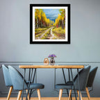 Autumn Birch Path with Two Birds Wall Art