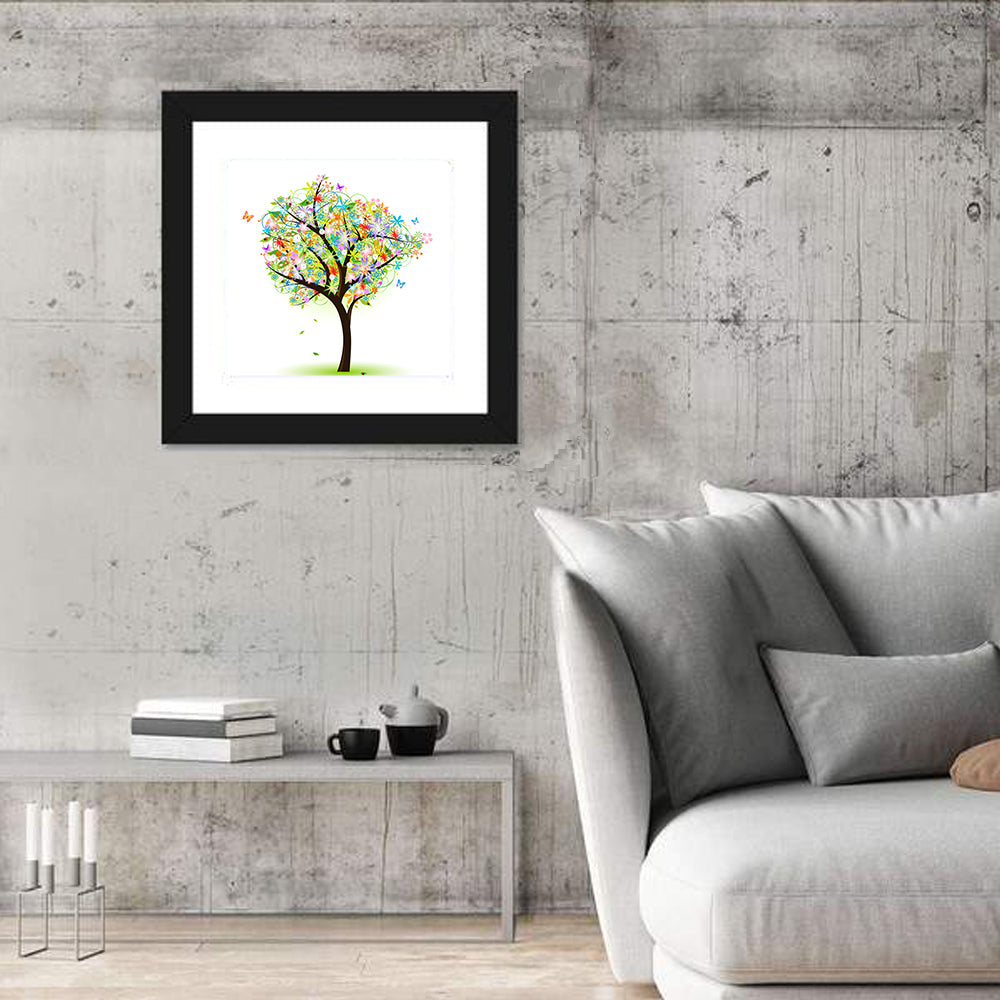 Whimsical Floral Tree Illustration Wall Art