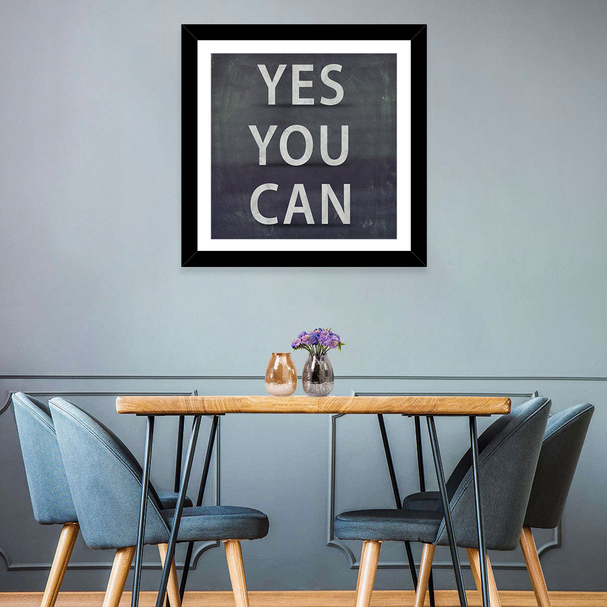Yes You Can Chalkboard Typography Wall Art